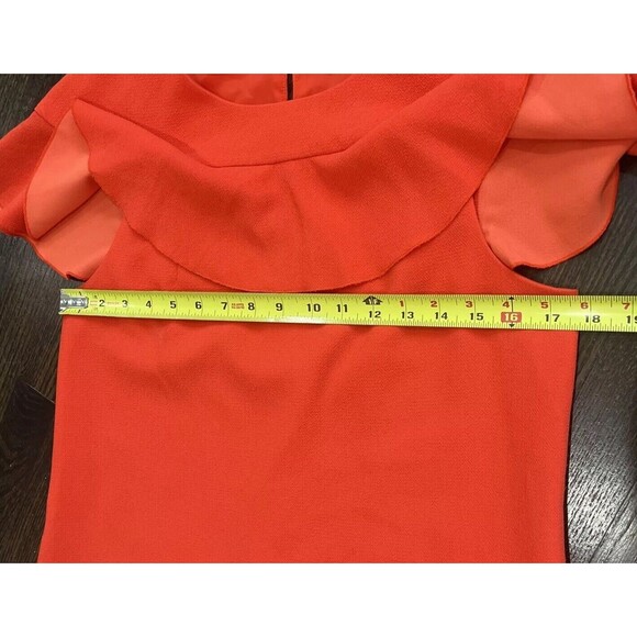 Trina Turk Mini Dress Women’s 6 Charleston Ruffle Orange Flutter Sleeve Colorful - Picture 9 of 10